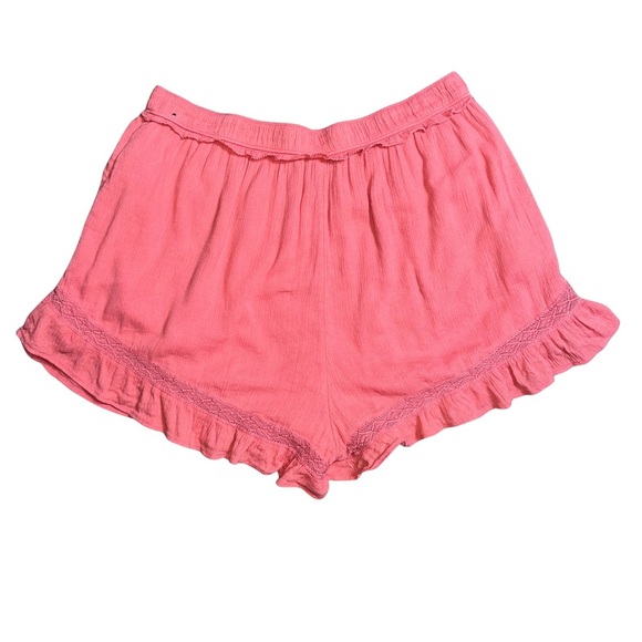 Abercrombie & Fitch Coral Ruffle Hem Shorts Med Boho Summer Festival Beachwear - Picture 4 of 5
